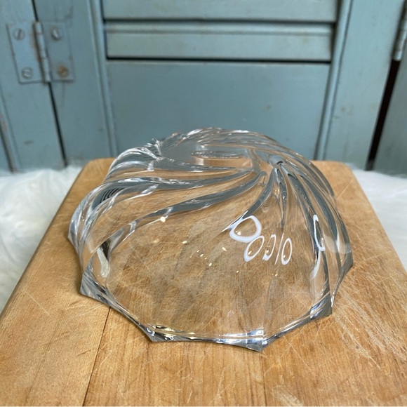 Vintage Val St Lambert Belgium Crystal Swirl Spider Web Dessert Berry 4.5" Bowl - Picture 4 of 5